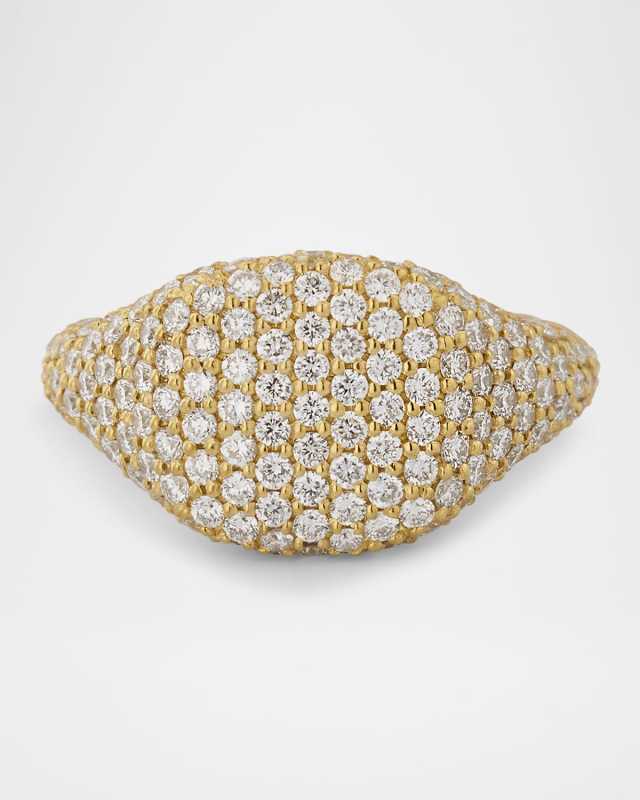 18K Yellow Gold Signet Ring with Diamonds